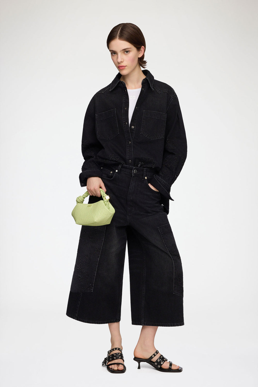 GANNI New Lily Green Mini Bou Bag in Green Ostrich