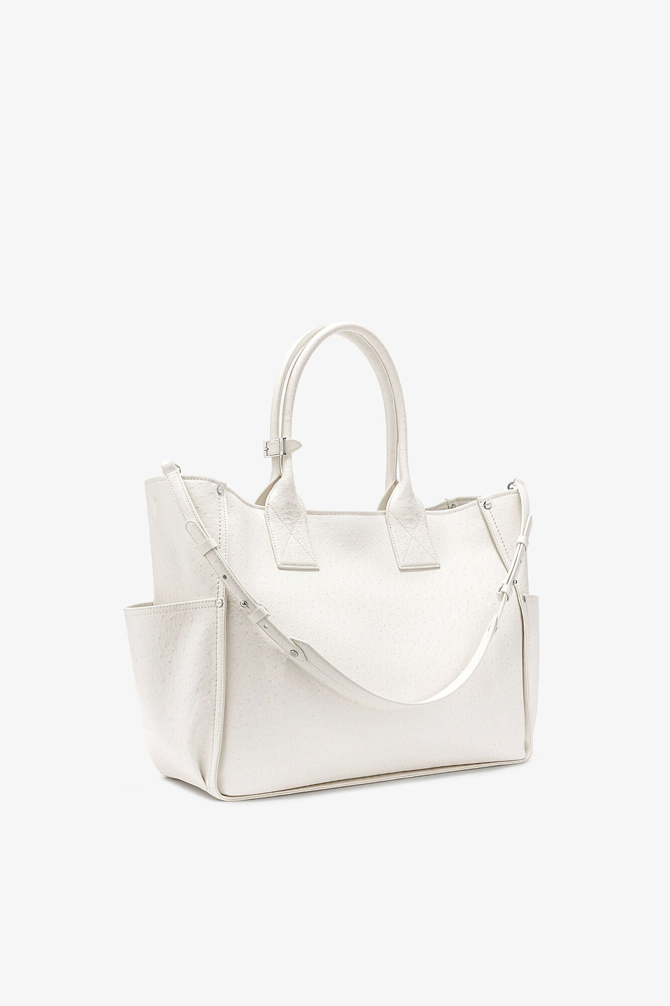 GANNI Online Egret Posy Bag in White Ostrich