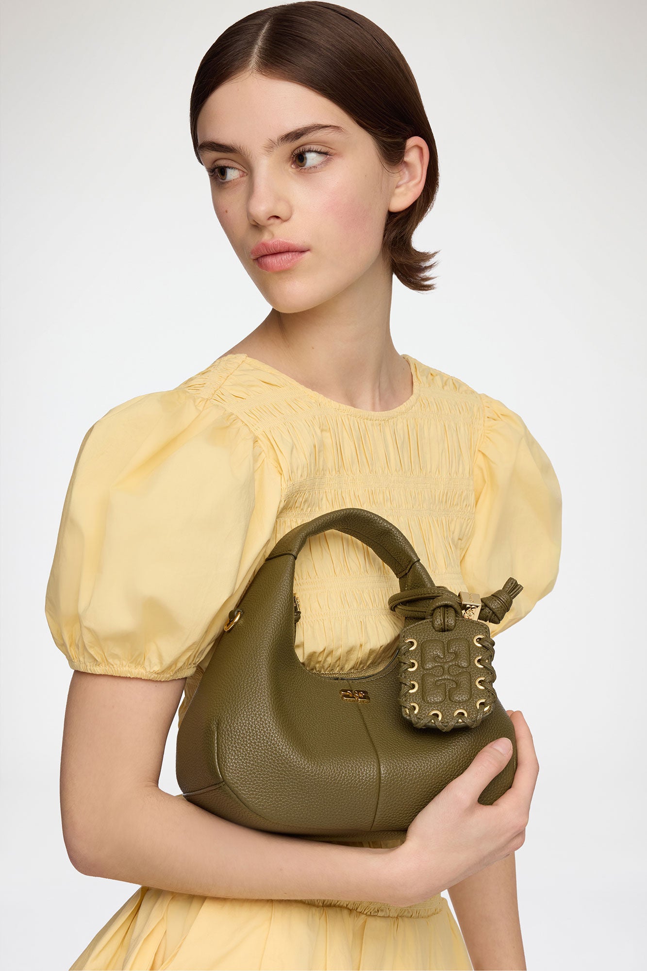 GANNI On Sale Military Olive Mini Hobo Bag in Green