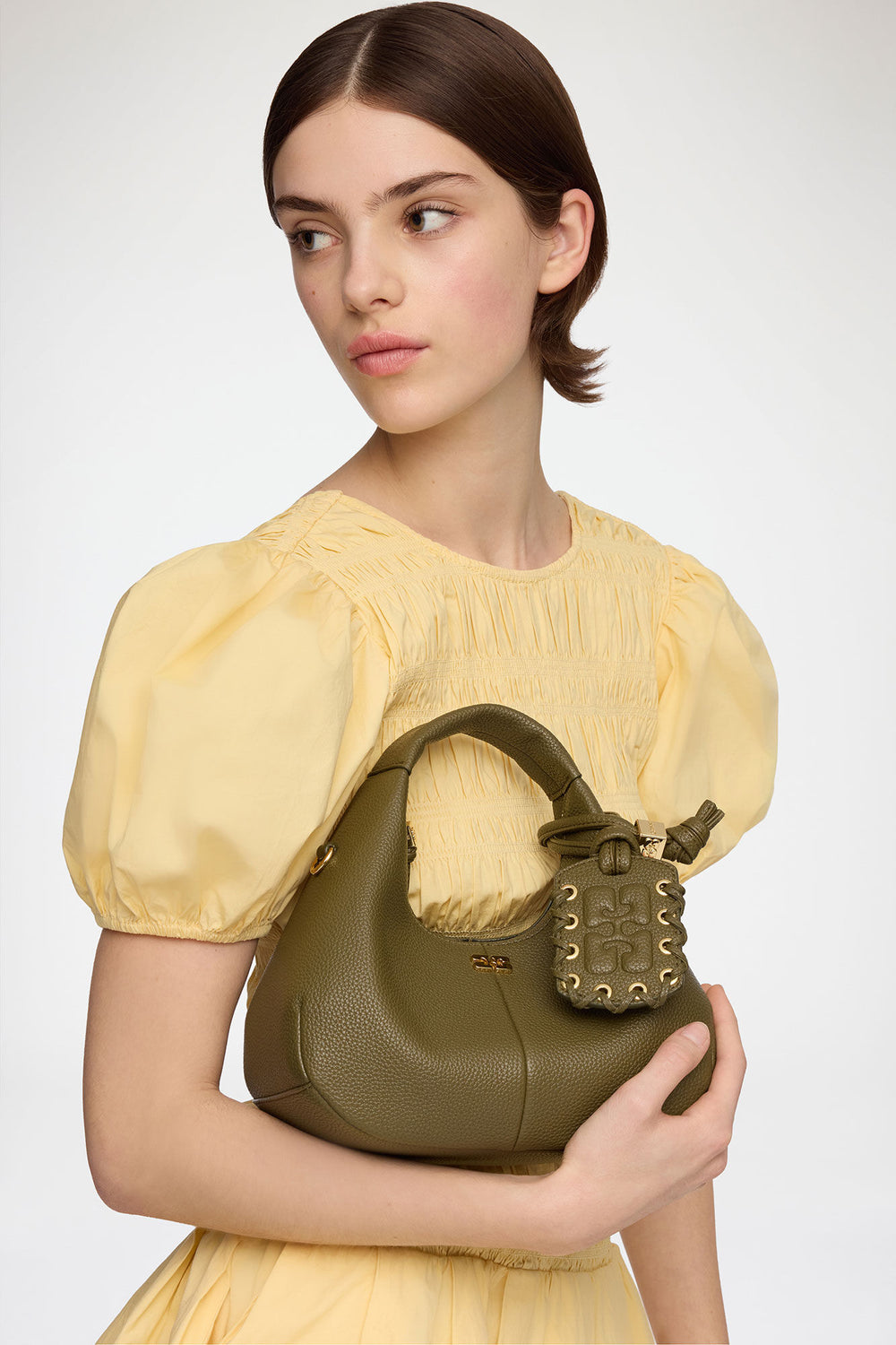 GANNI On Sale Military Olive Mini Hobo Bag in Green