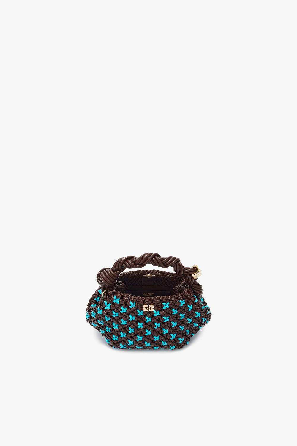 GANNI Outlet Chicory Coffee Mini Bou Bag in Braided Brown