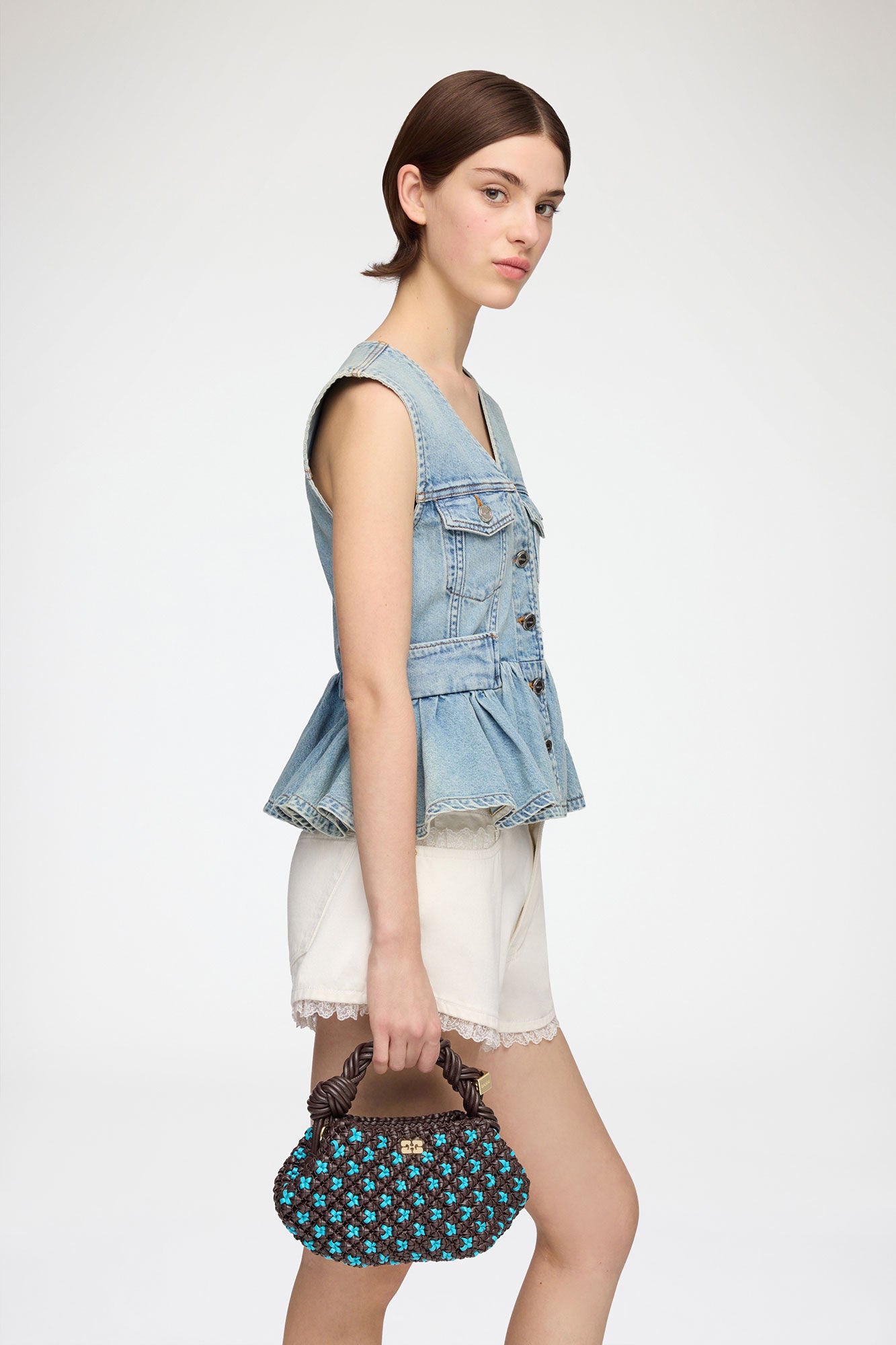 GANNI Outlet Chicory Coffee Mini Bou Bag in Braided Brown