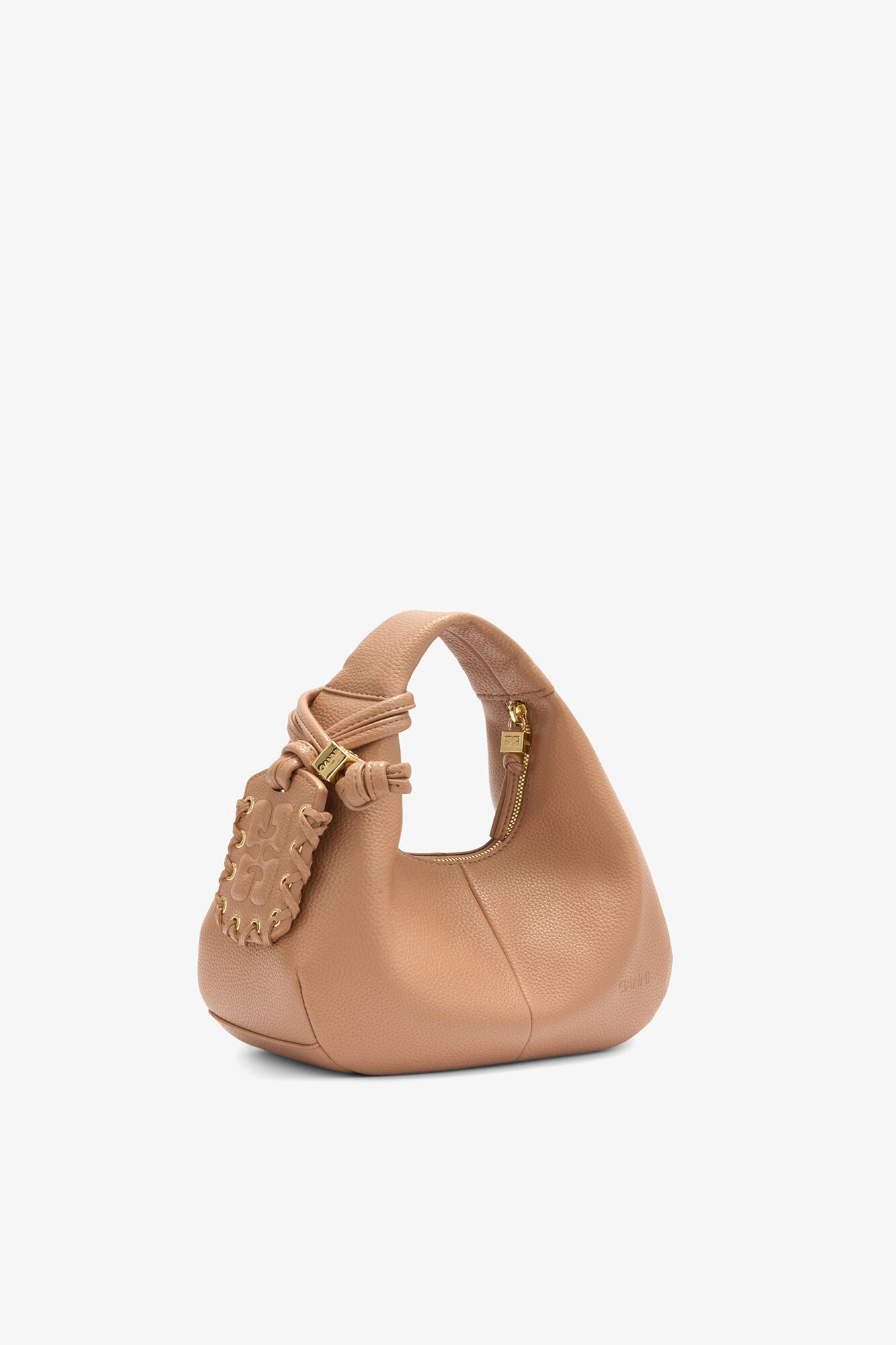 GANNI New Tawny Birch Mini Hobo Bag in Brown