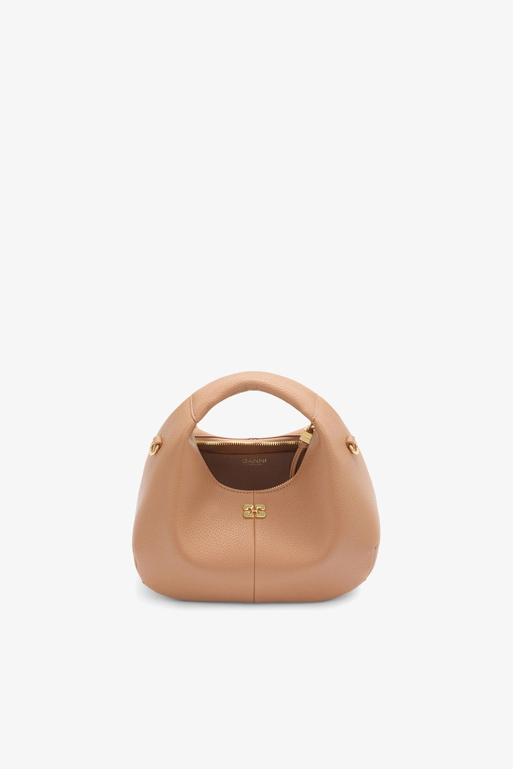 GANNI New Tawny Birch Mini Hobo Bag in Brown
