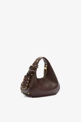 GANNI Online Chicory Coffee Mini Hobo Bag Studs in Brown