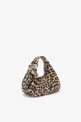 GANNI New Almond Milk Mini Hobo Bag in Grained Leopard