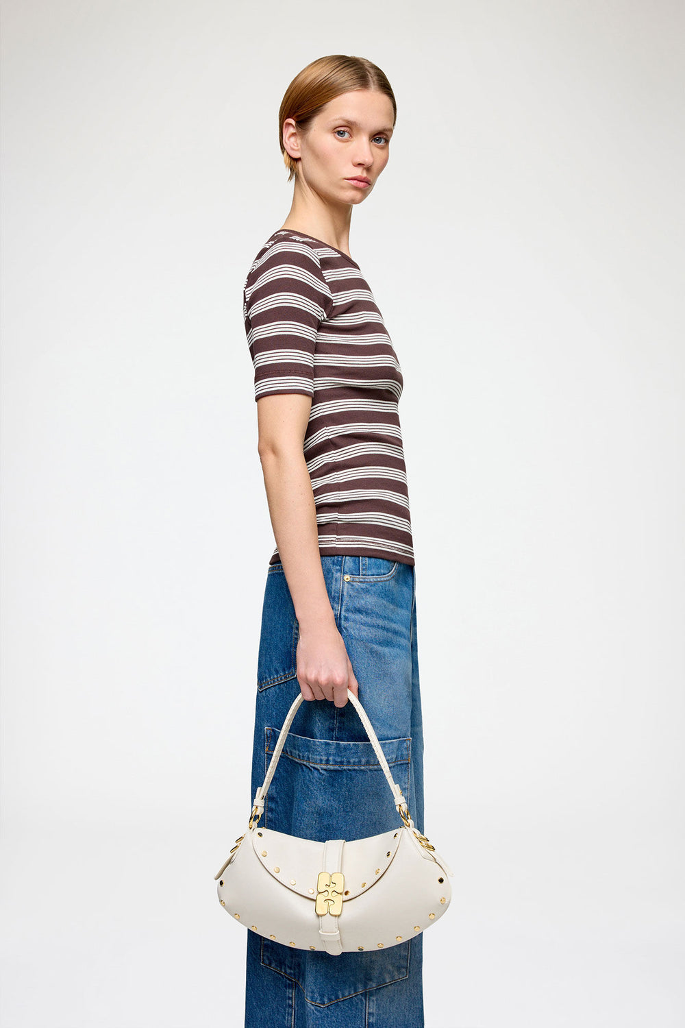 GANNI New Egret B-Kat Bag Studs in White