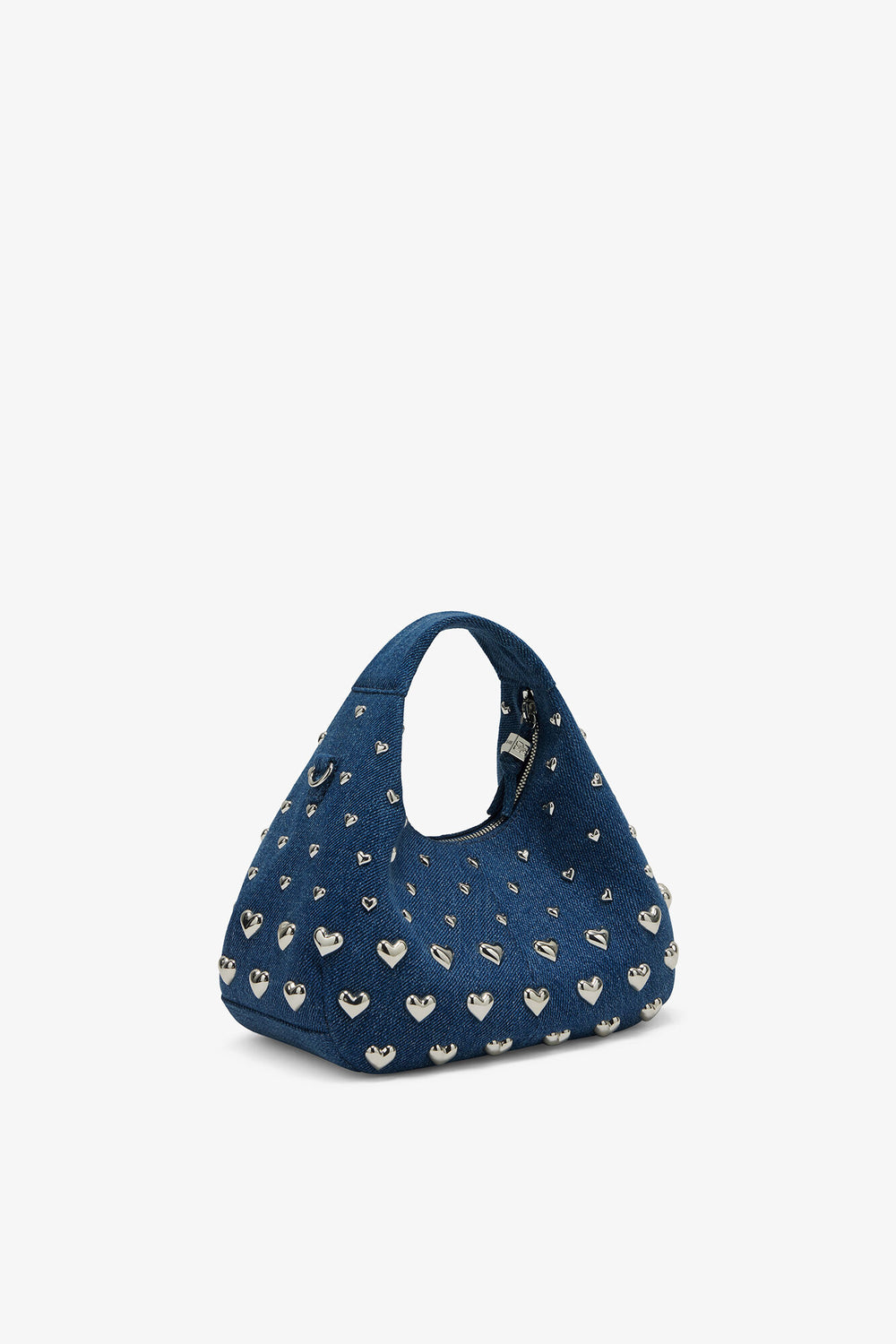 GANNI Discount Navy Peony Denim Stud Mini Hobo Bag