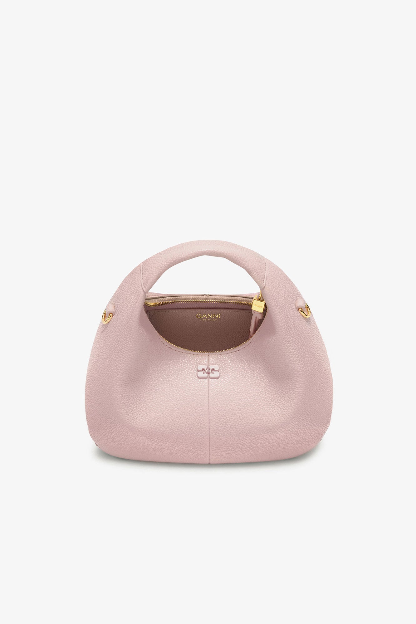 GANNI For Sale Chalk Pink Grained Mini Hobo Bag
