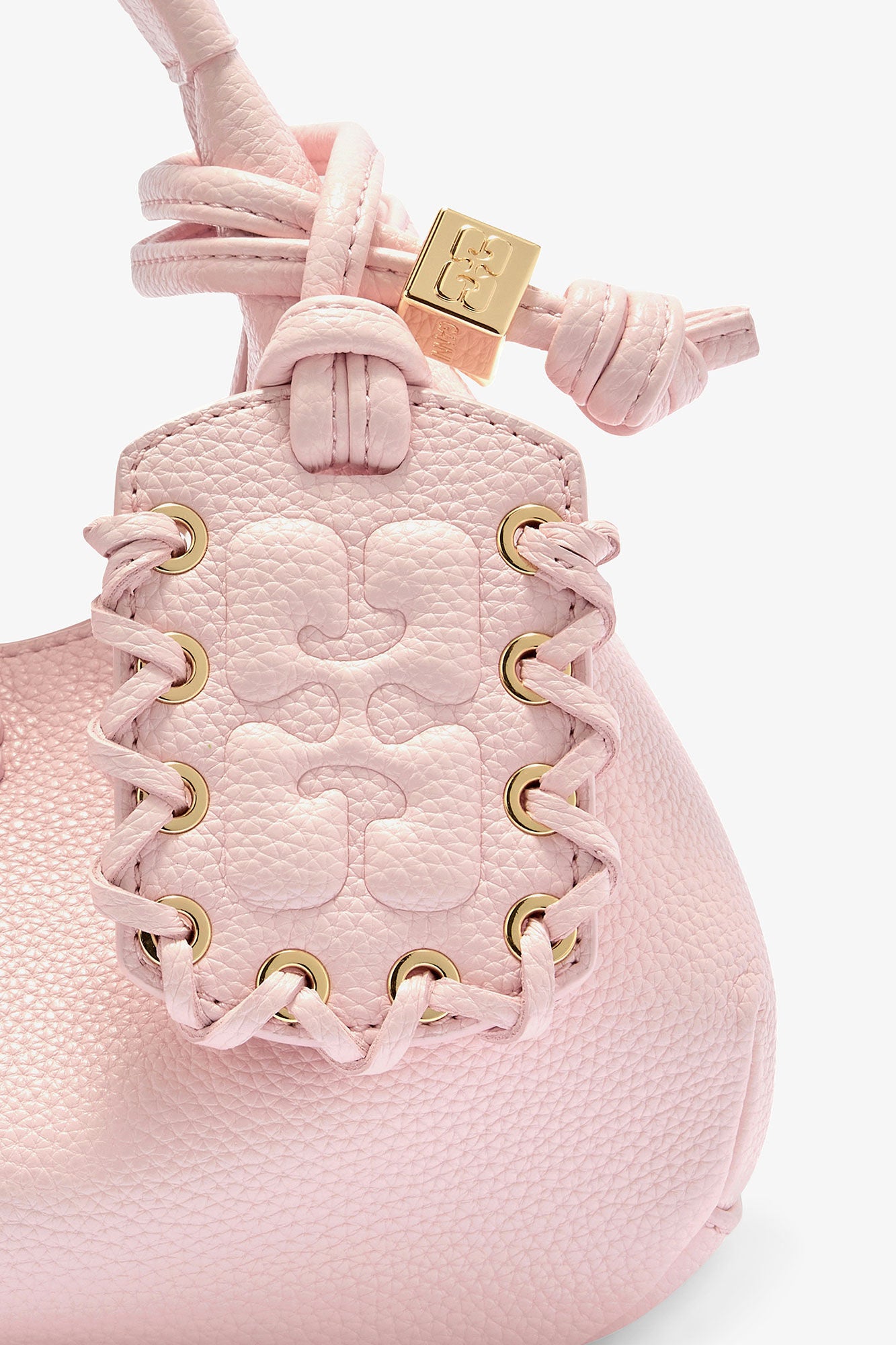 GANNI For Sale Chalk Pink Grained Mini Hobo Bag