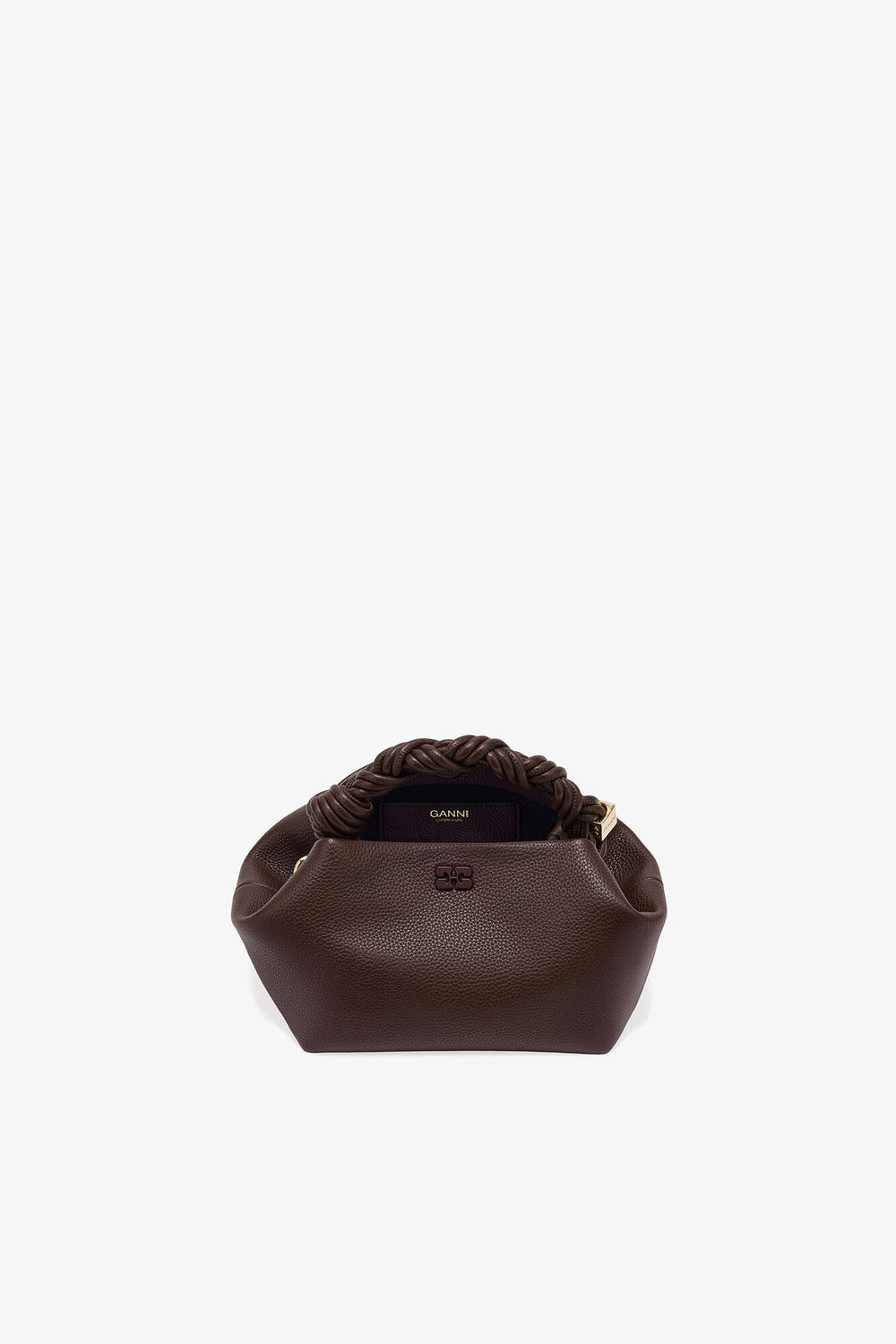 GANNI Hot Sale Chicory Coffee Brown Grained Small Bou Bag