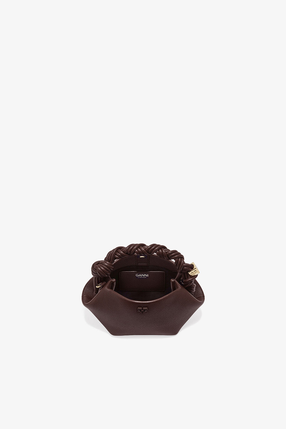 GANNI New Chicory Coffee Brown Grained Mini Bou Bag