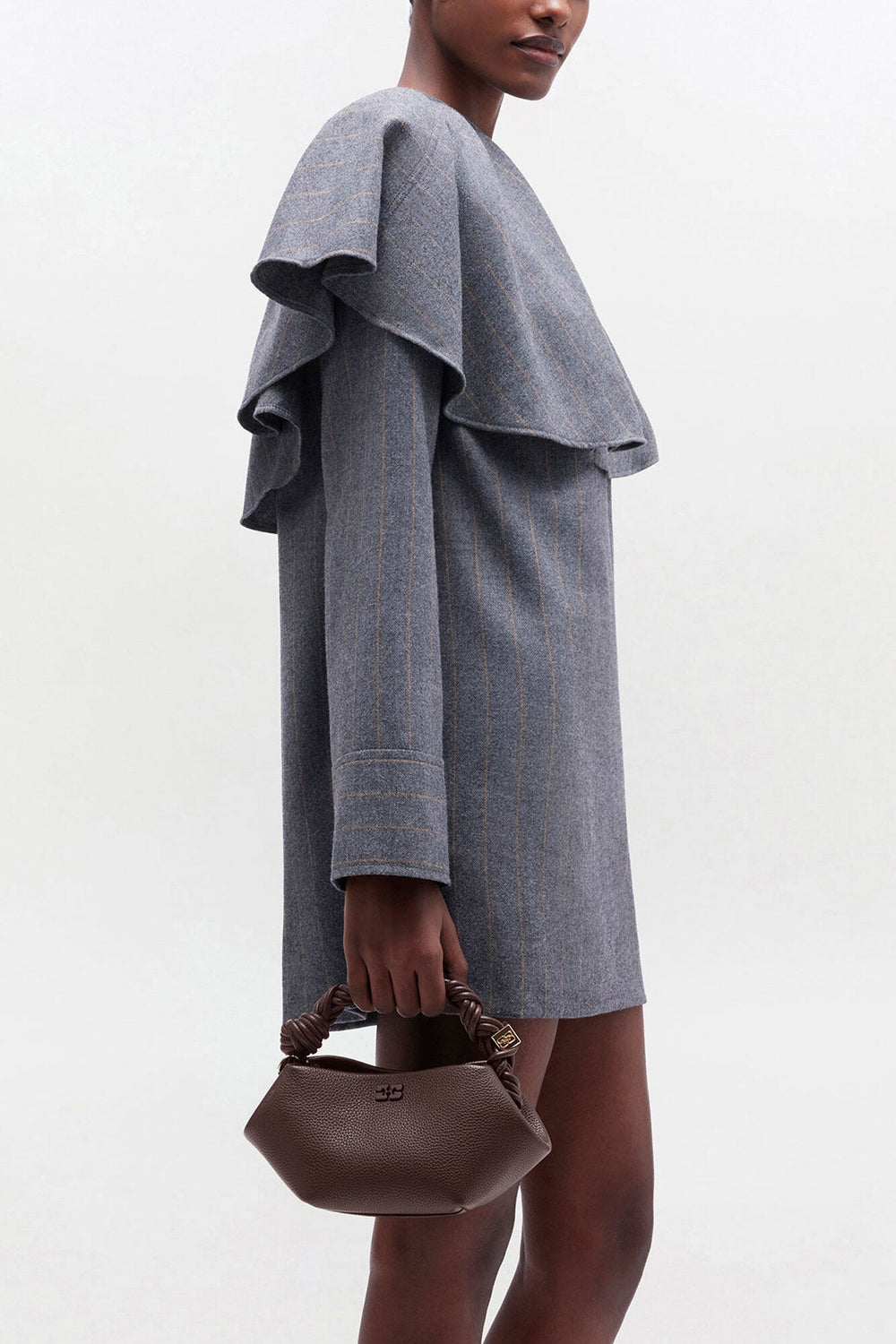 GANNI New Chicory Coffee Brown Grained Mini Bou Bag