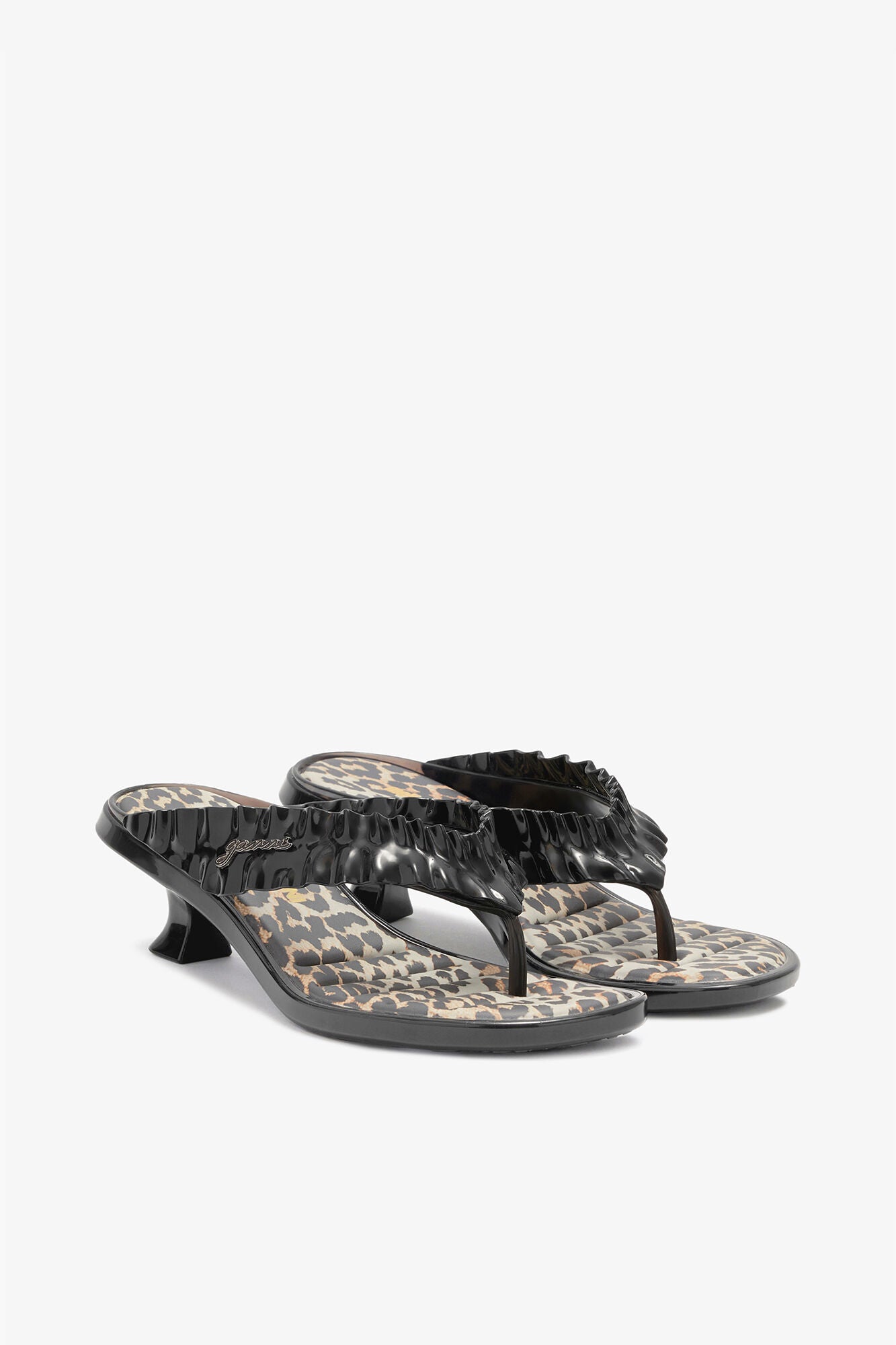 GANNI Outlet Melissa Thong Kitten Heel in Leopard