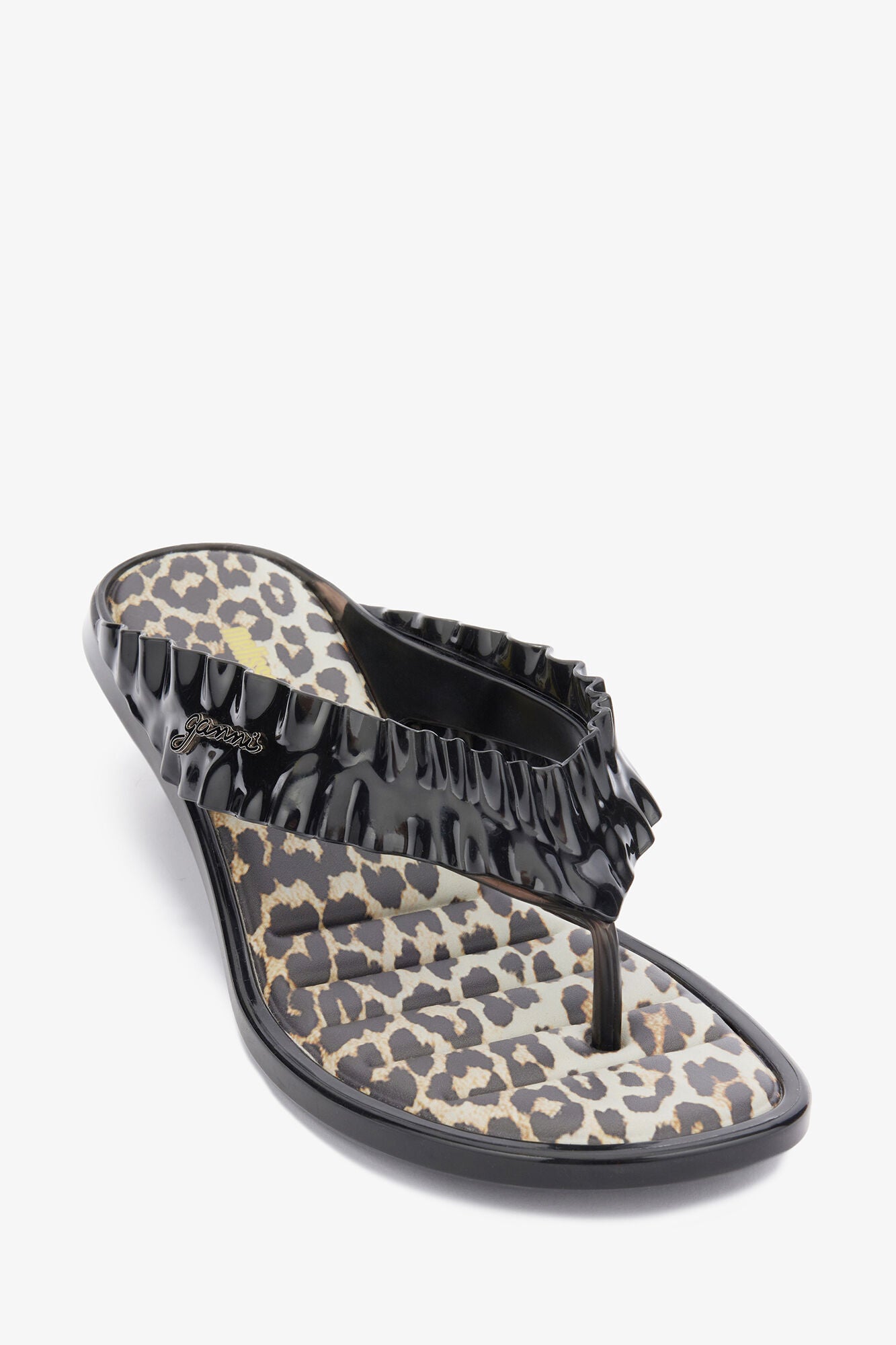 GANNI Outlet Melissa Thong Kitten Heel in Leopard