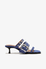 GANNI Hot Sale Buckle Strap Mule in Denim
