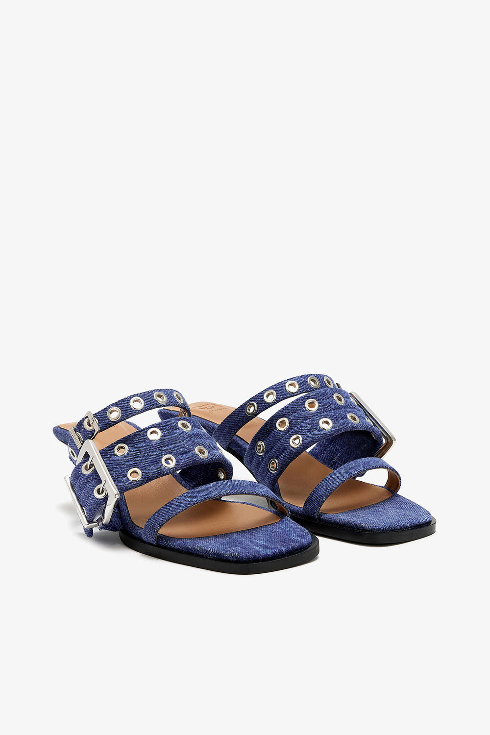 GANNI Hot Sale Buckle Strap Mule in Denim