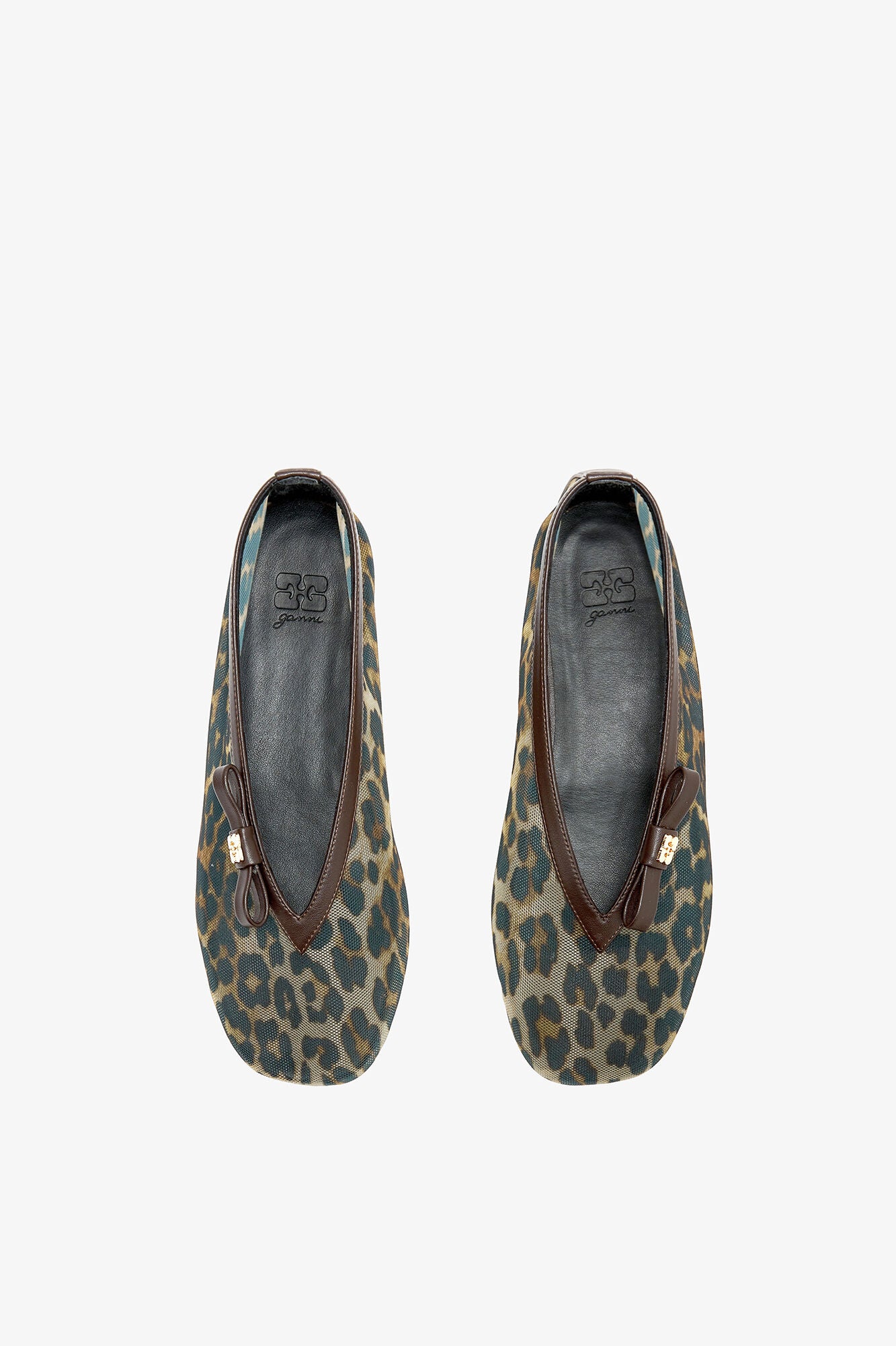 GANNI New Jenny Ballerina in Leopard Mesh