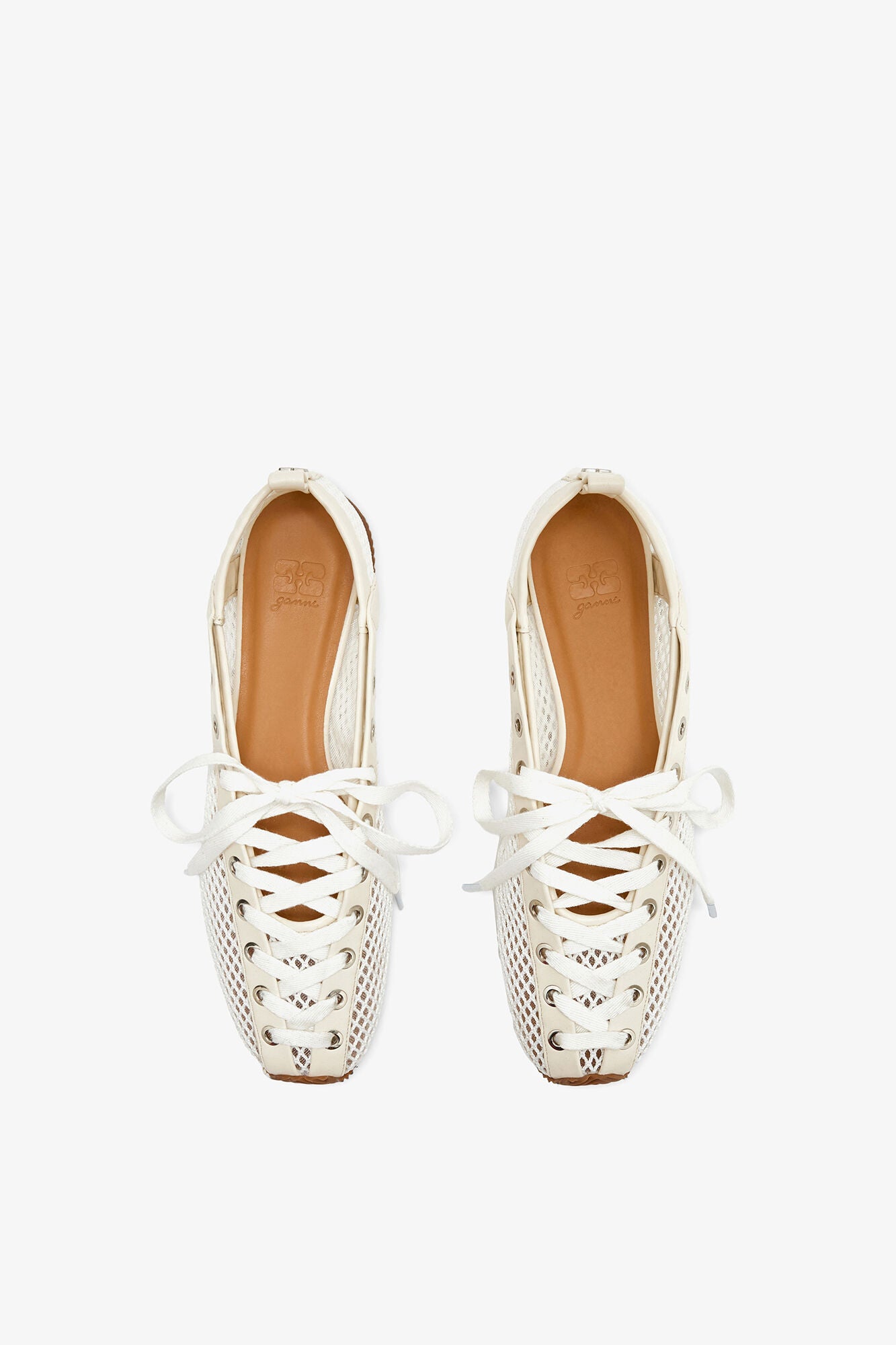 GANNI Online Sporty Ballerina in White Mesh