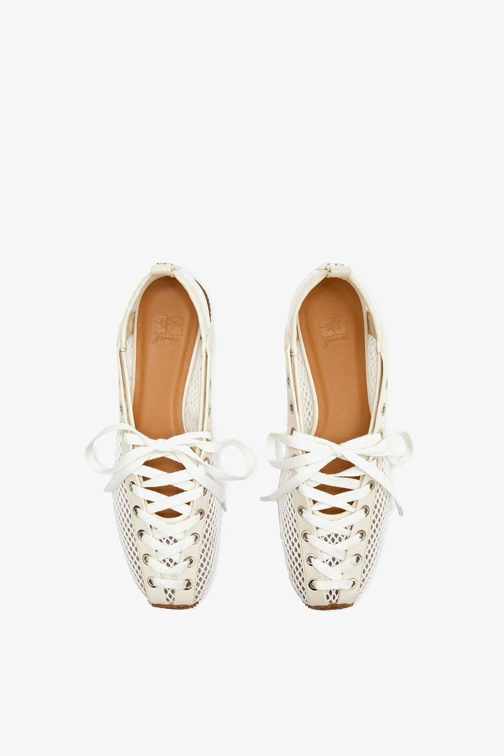 GANNI Online Sporty Ballerina in White Mesh
