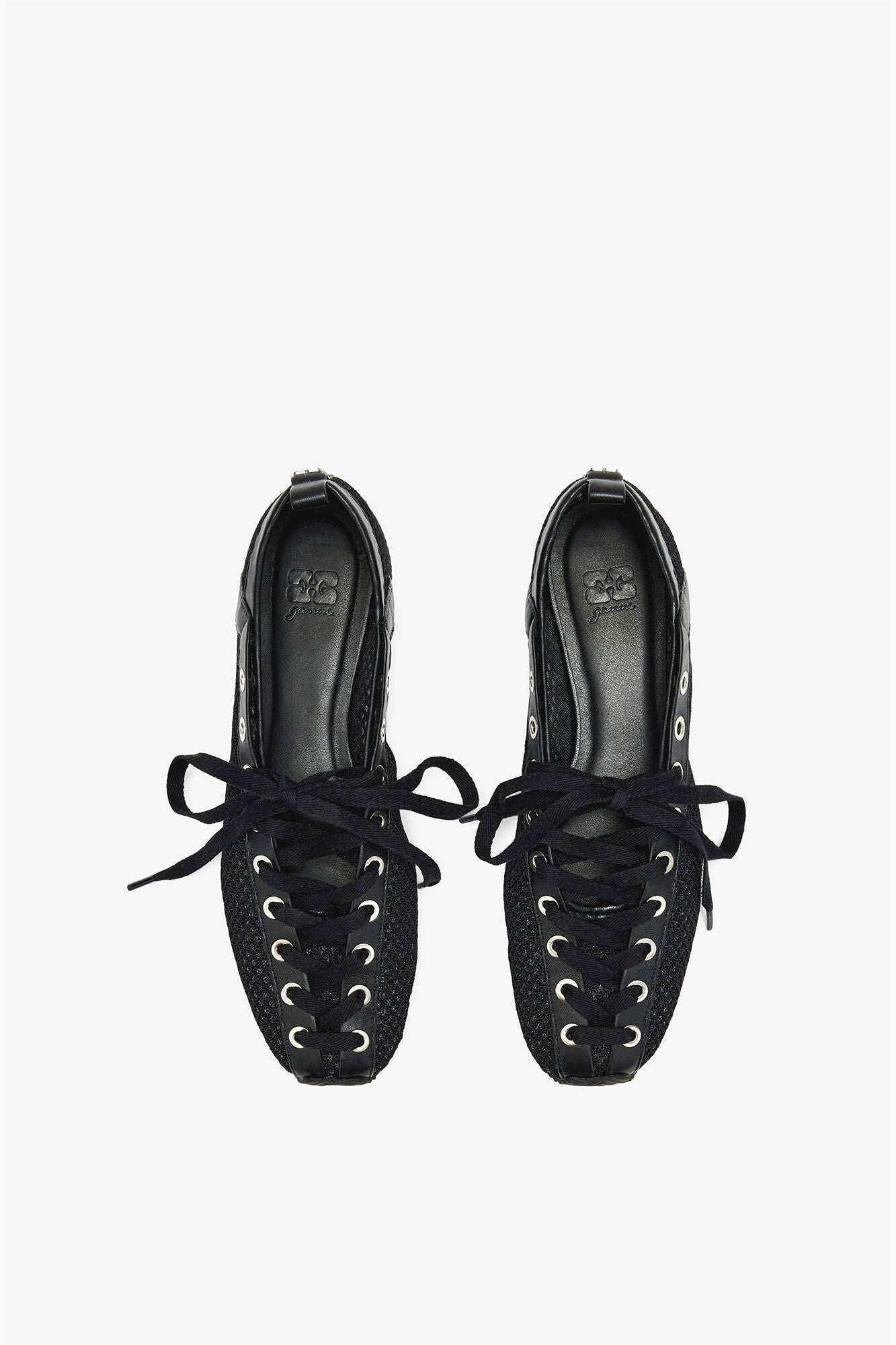 GANNI Sale Sporty Ballerina in Black Mesh