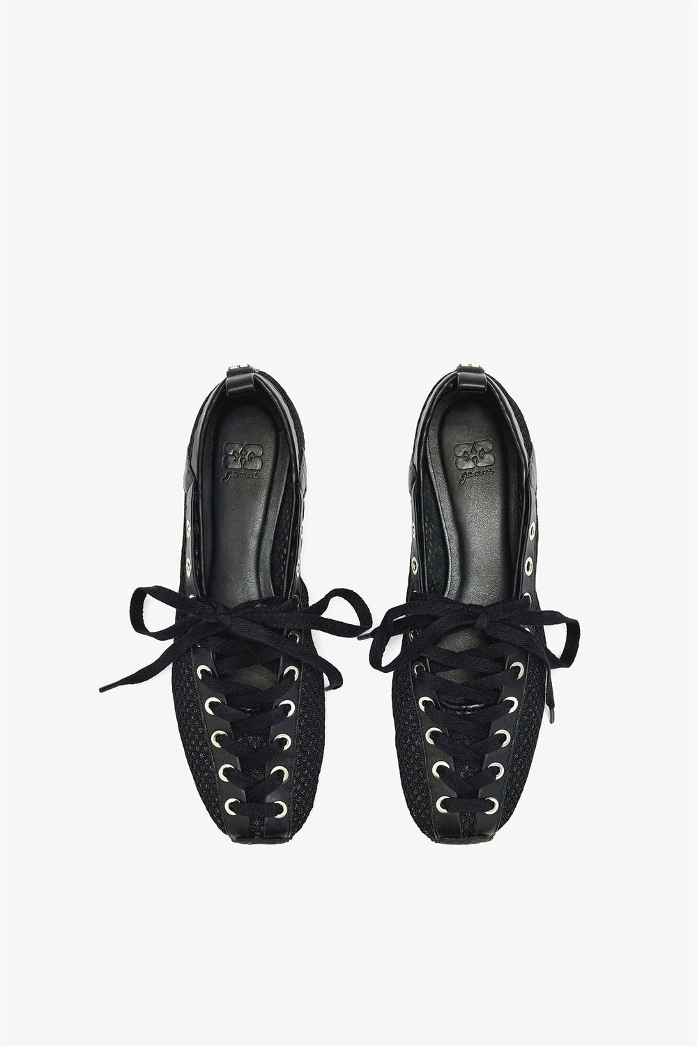 GANNI Sale Sporty Ballerina in Black Mesh