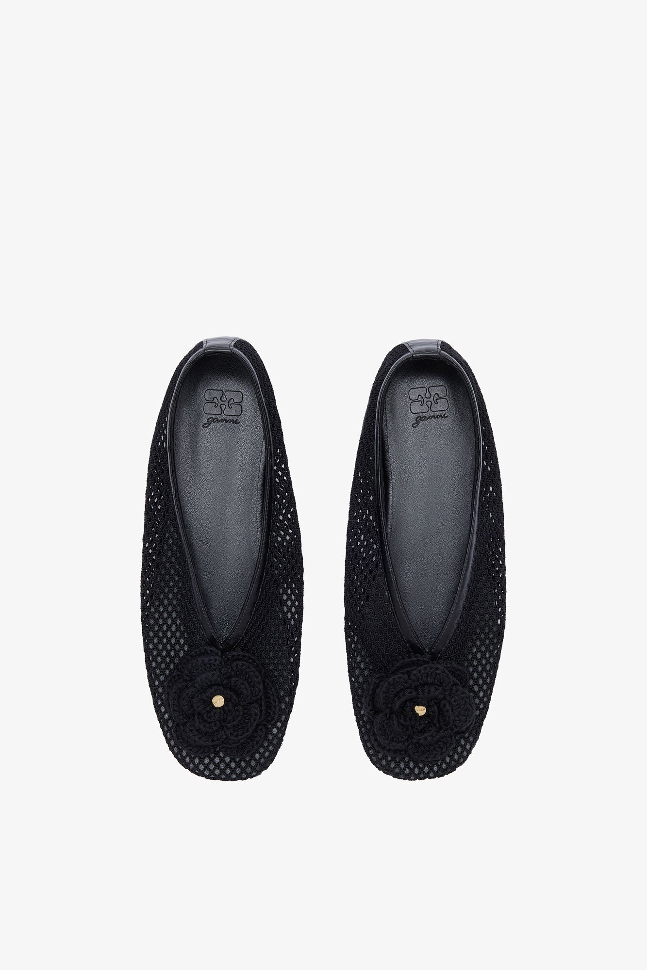 GANNI Outlet Jenny Ballerina in Black Mesh