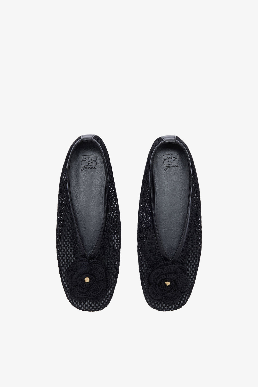 GANNI Outlet Jenny Ballerina in Black Mesh