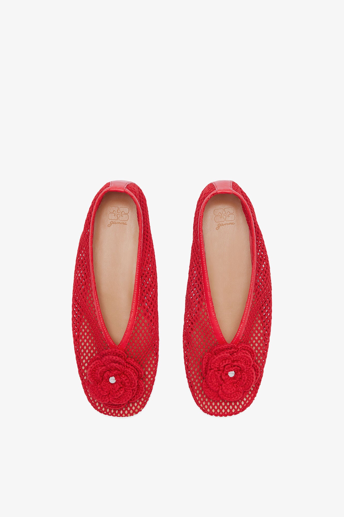GANNI Hot Sale Jenny Ballerina in Red Mesh