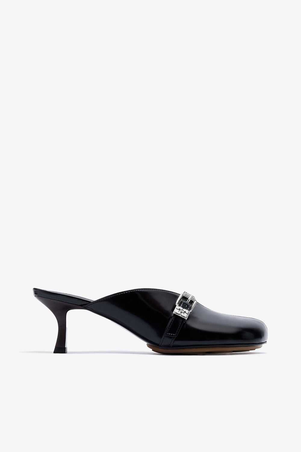 GANNI For Sale Sue Heeled Mules in Black Oleatex