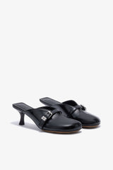 GANNI For Sale Sue Heeled Mules in Black Oleatex