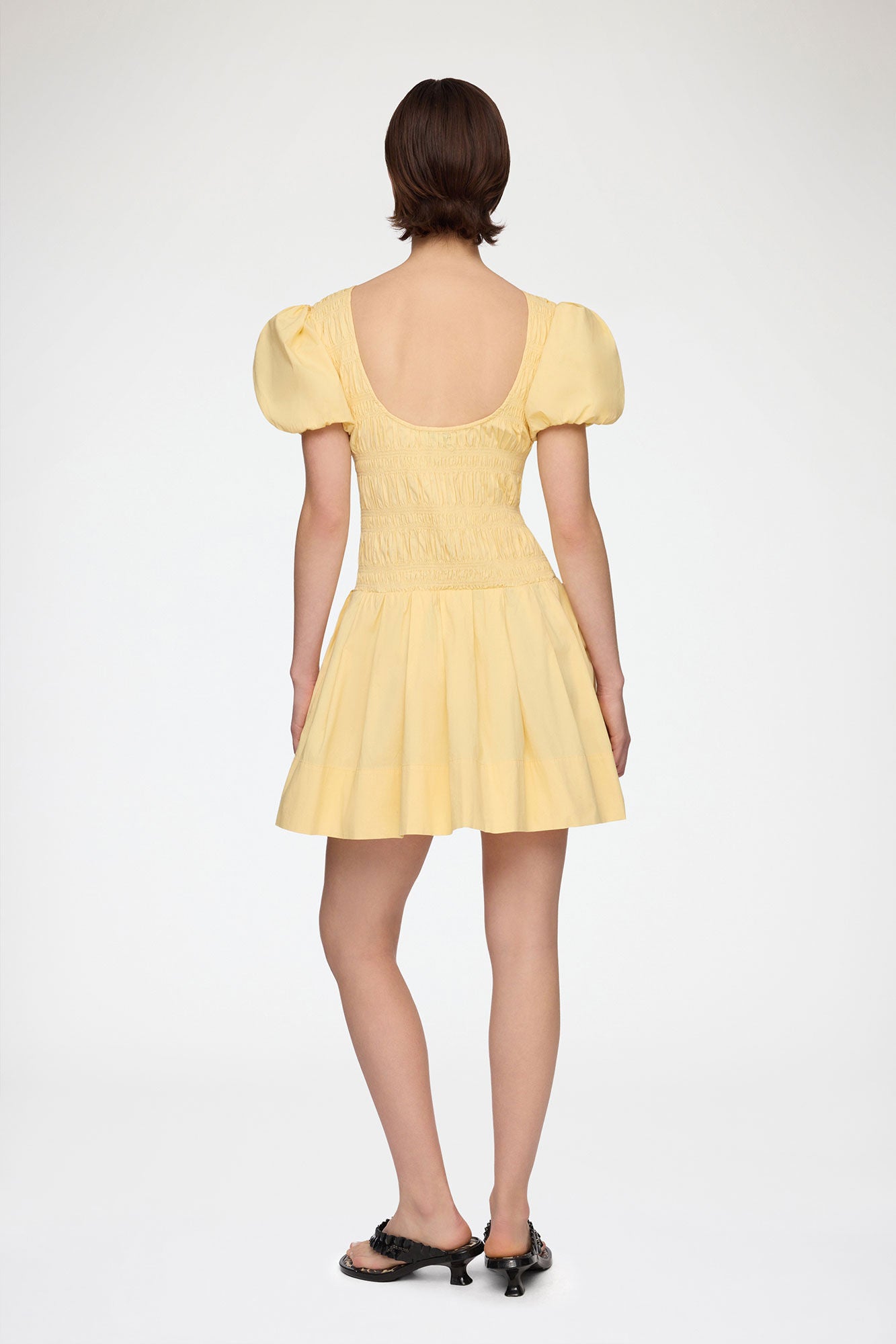 GANNI Hot Sale Mini Dress in Yellow Cotton