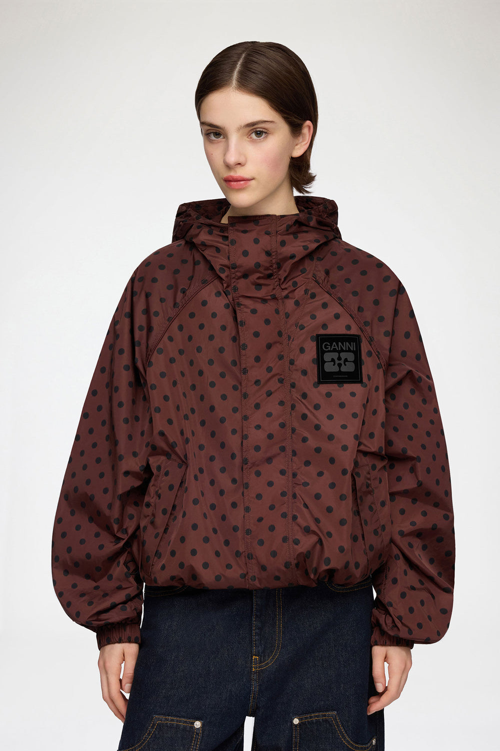 GANNI New Jacket in Printed Nylon