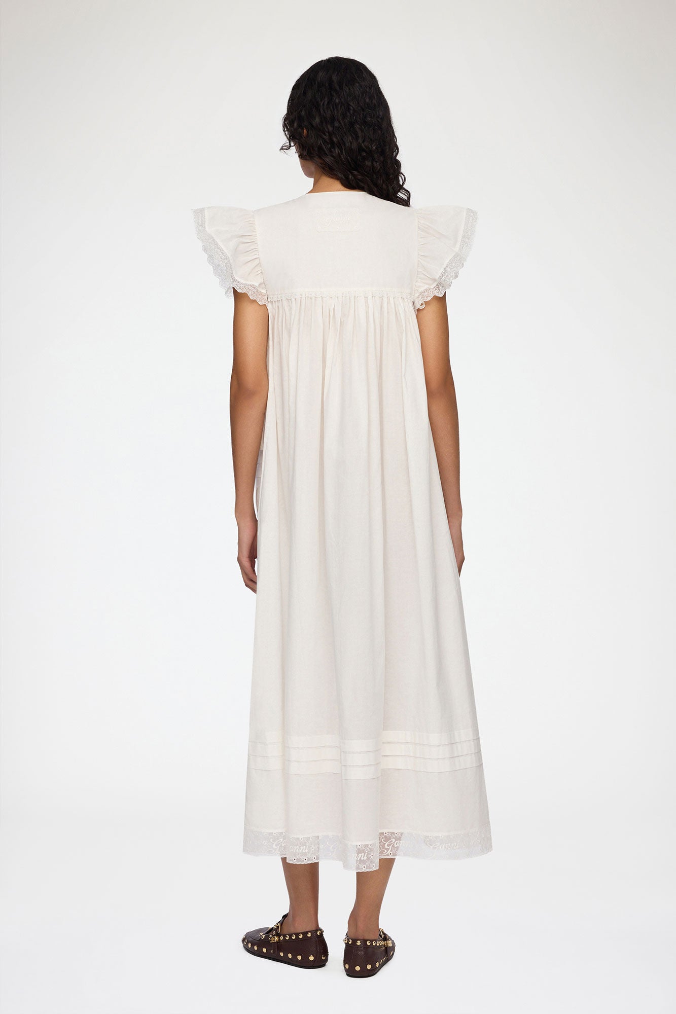 GANNI Outlet Dress in White Cotton