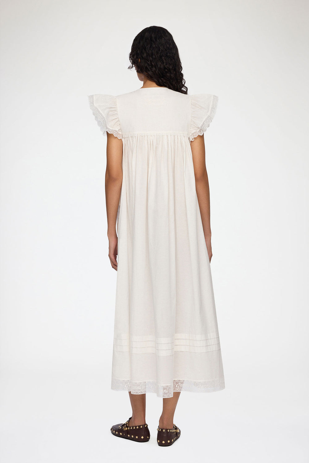 GANNI Outlet Dress in White Cotton