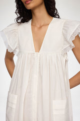 GANNI Outlet Dress in White Cotton