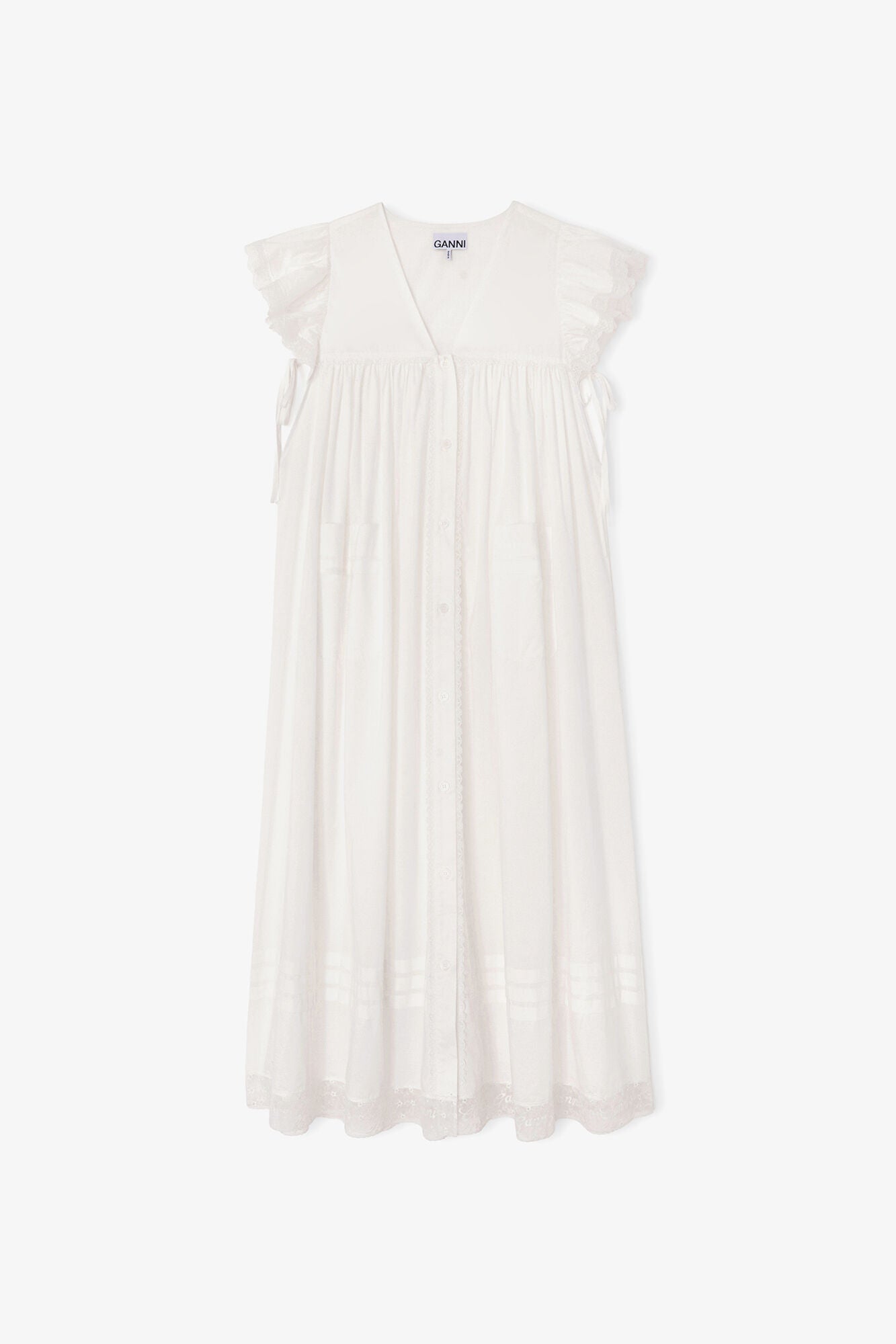 GANNI Outlet Dress in White Cotton