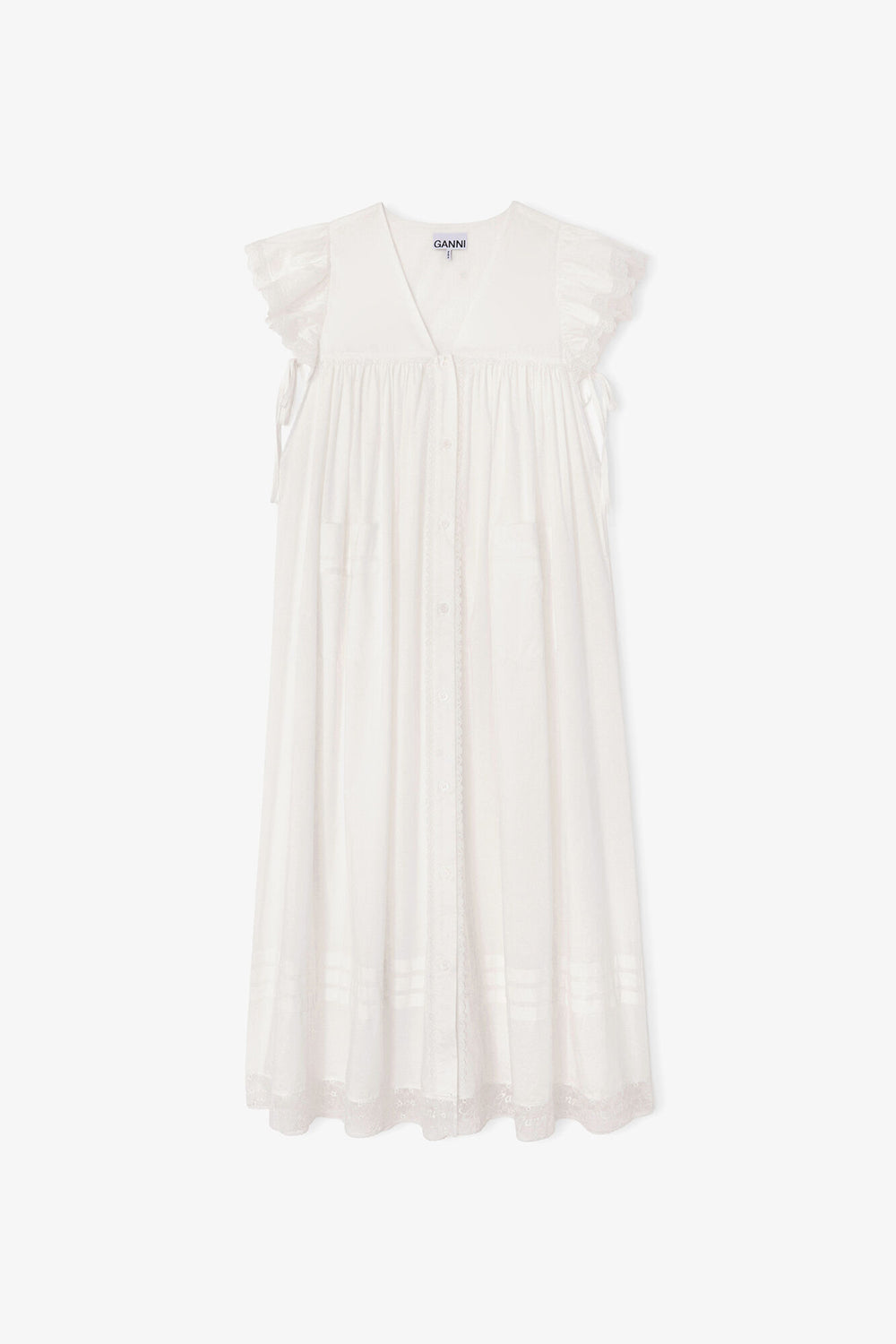 GANNI Outlet Dress in White Cotton