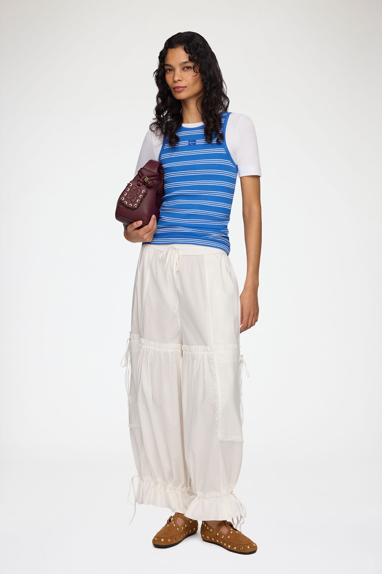 GANNI Sale Pants in White Cotton