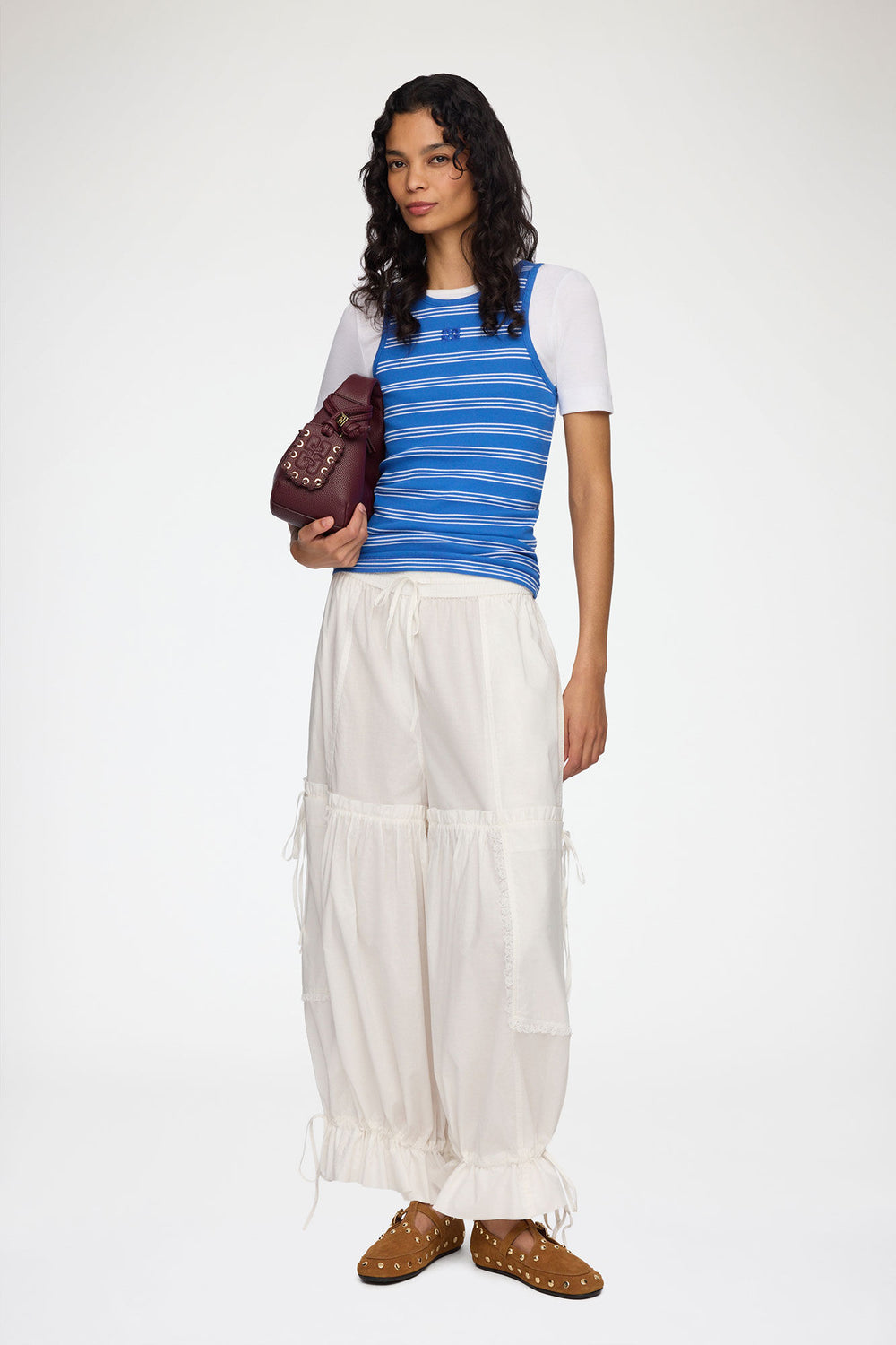 GANNI Sale Pants in White Cotton