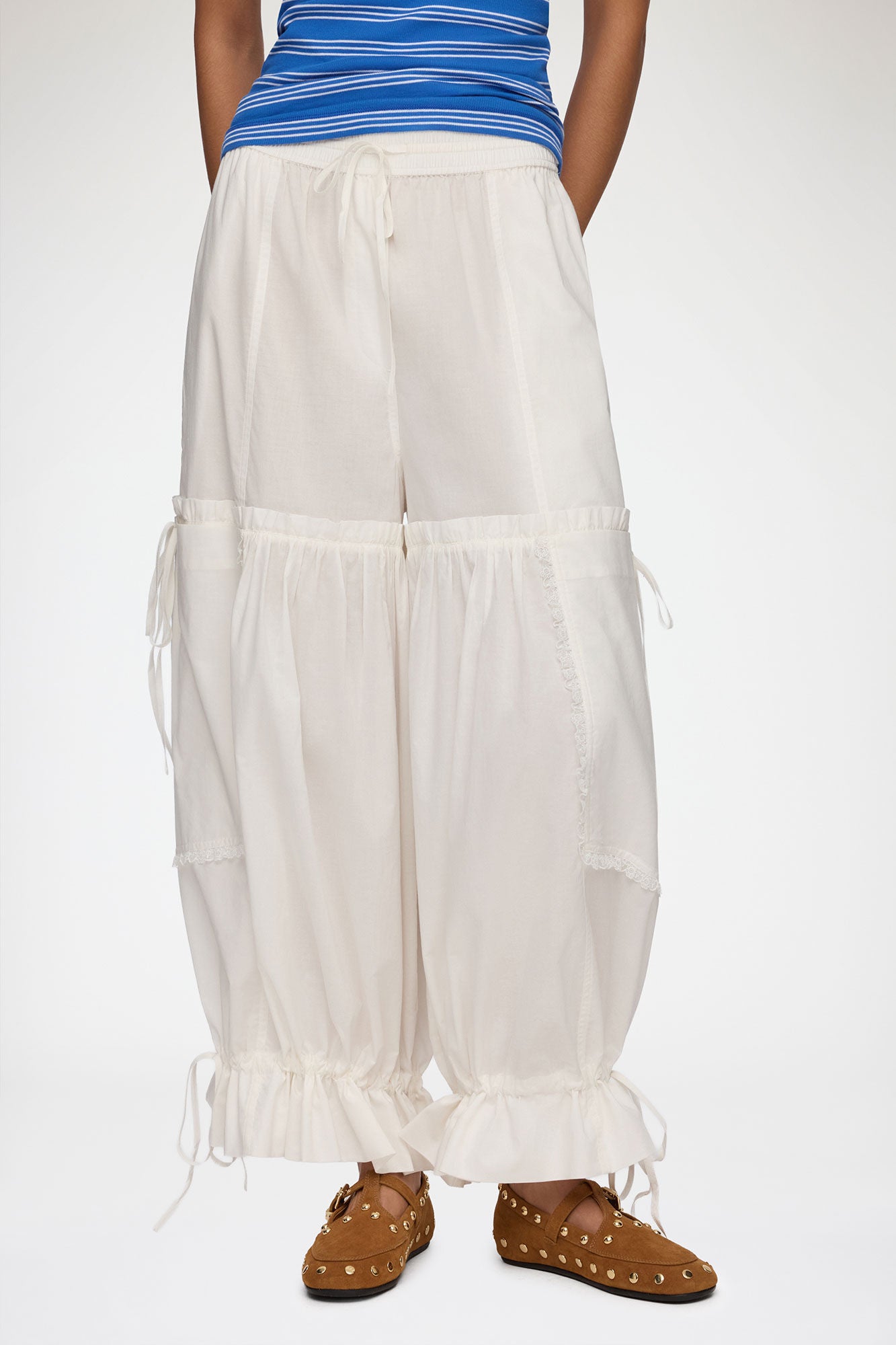 GANNI Sale Pants in White Cotton