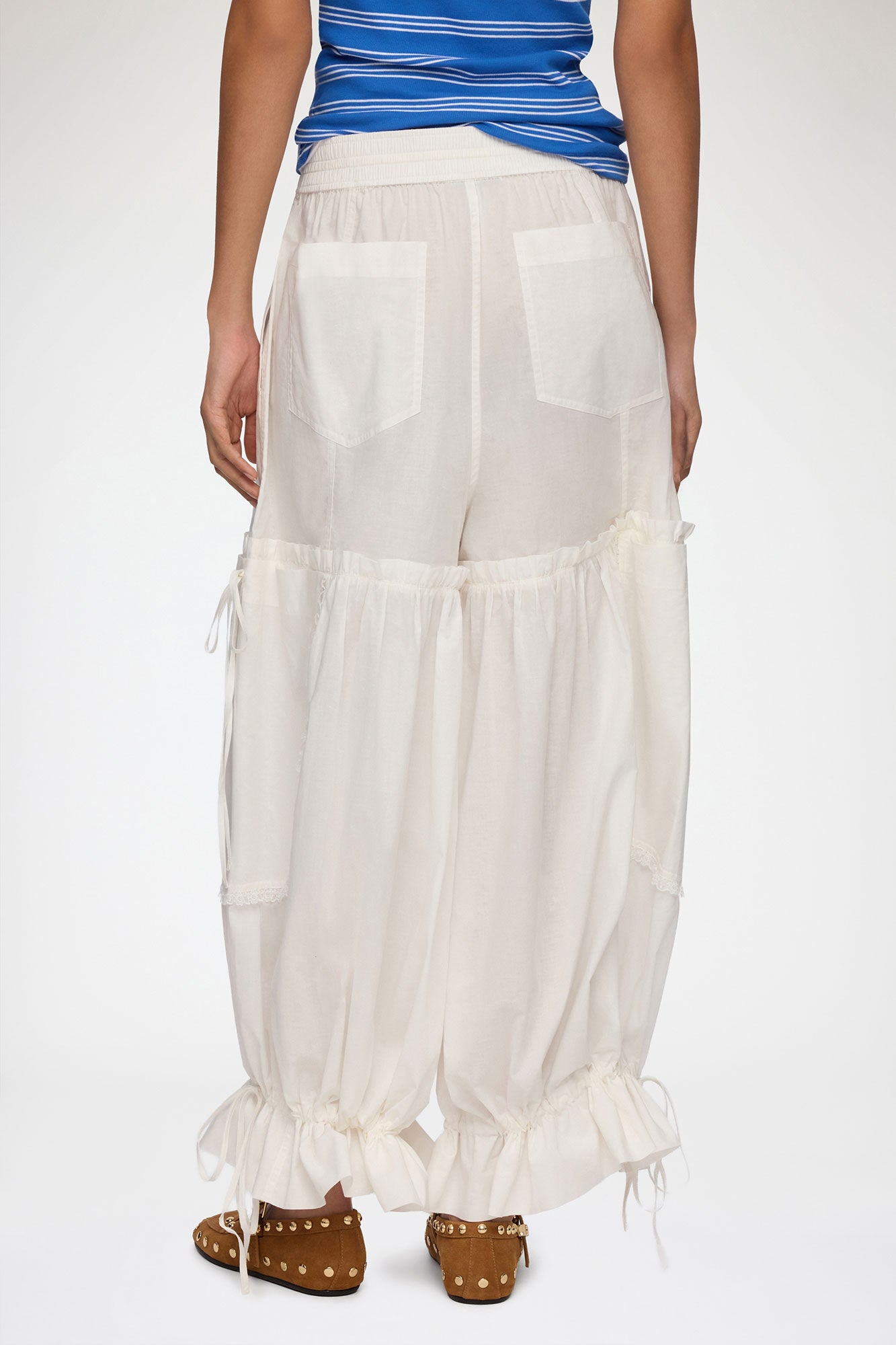 GANNI Sale Pants in White Cotton