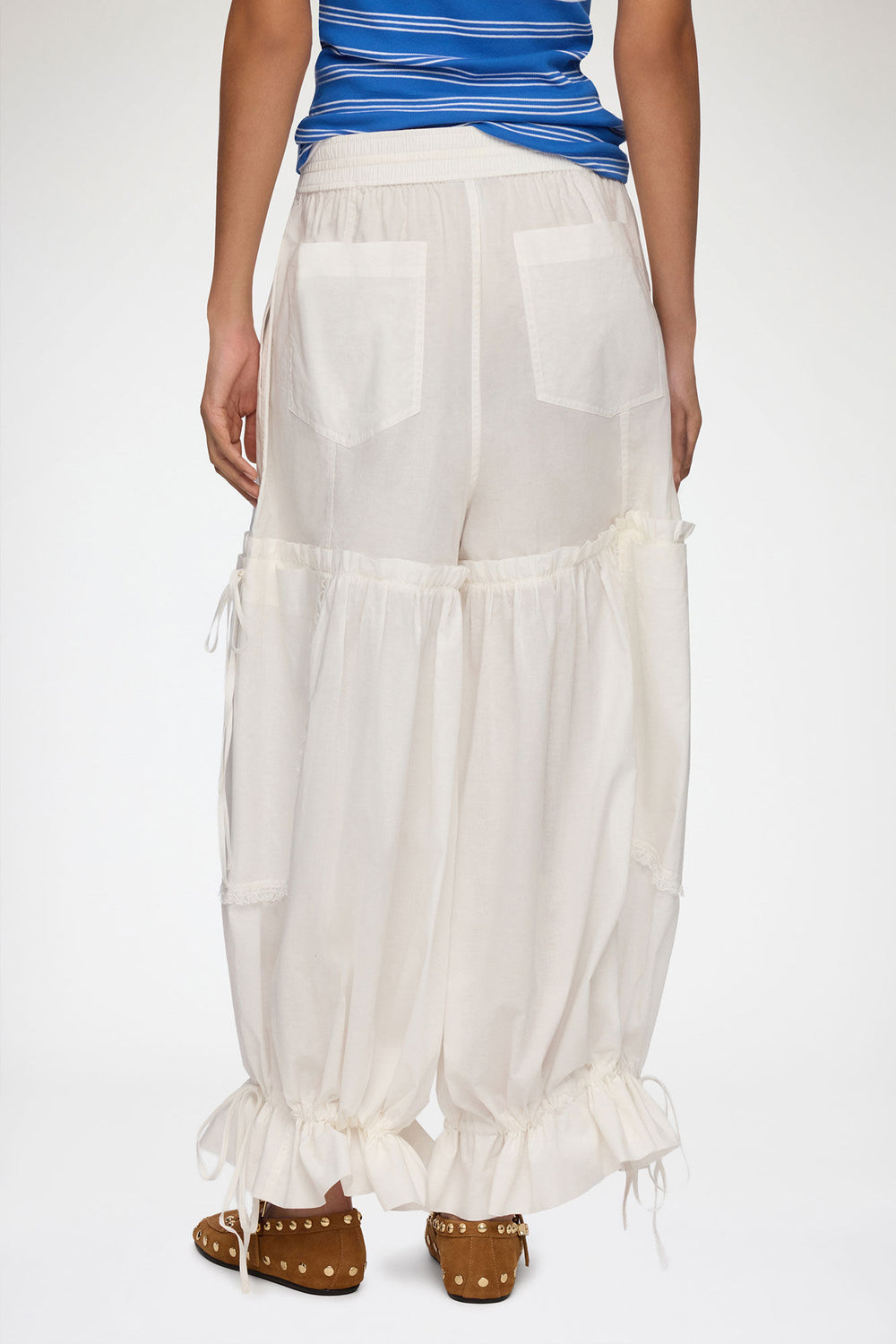 GANNI Sale Pants in White Cotton
