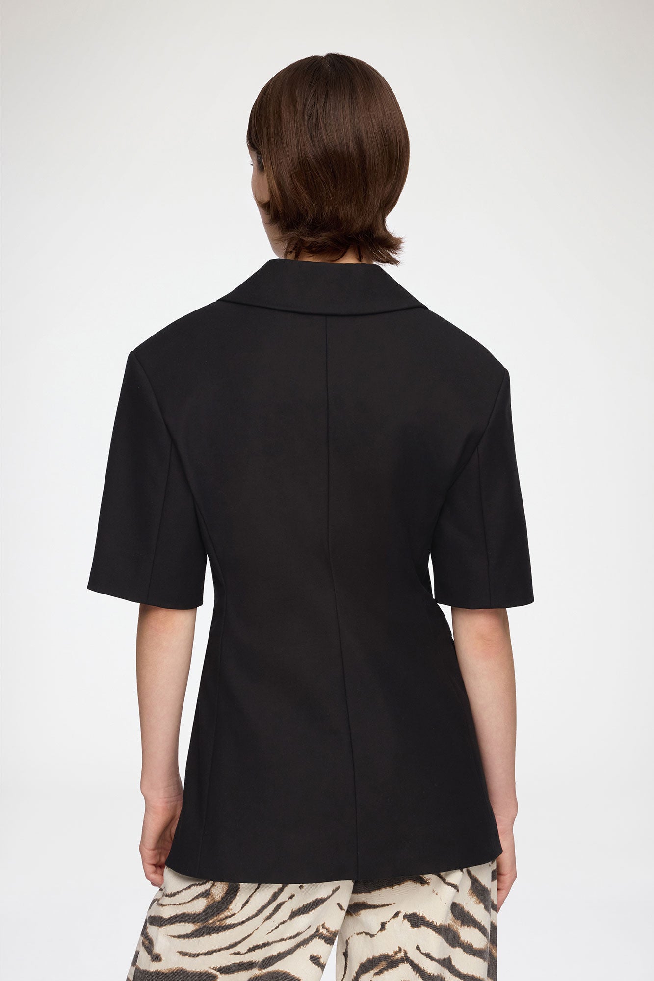 GANNI On Sale Blazer in Black Cotton Tailoring