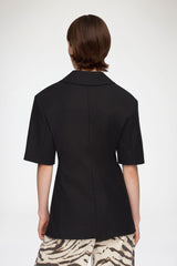 GANNI On Sale Blazer in Black Cotton Tailoring