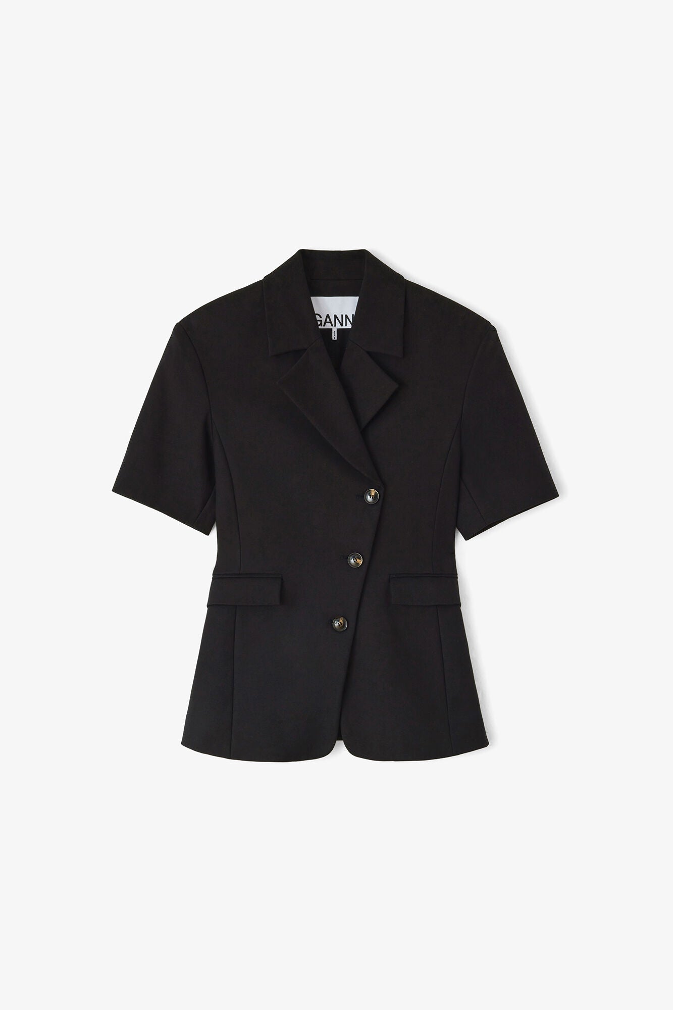 GANNI On Sale Blazer in Black Cotton Tailoring