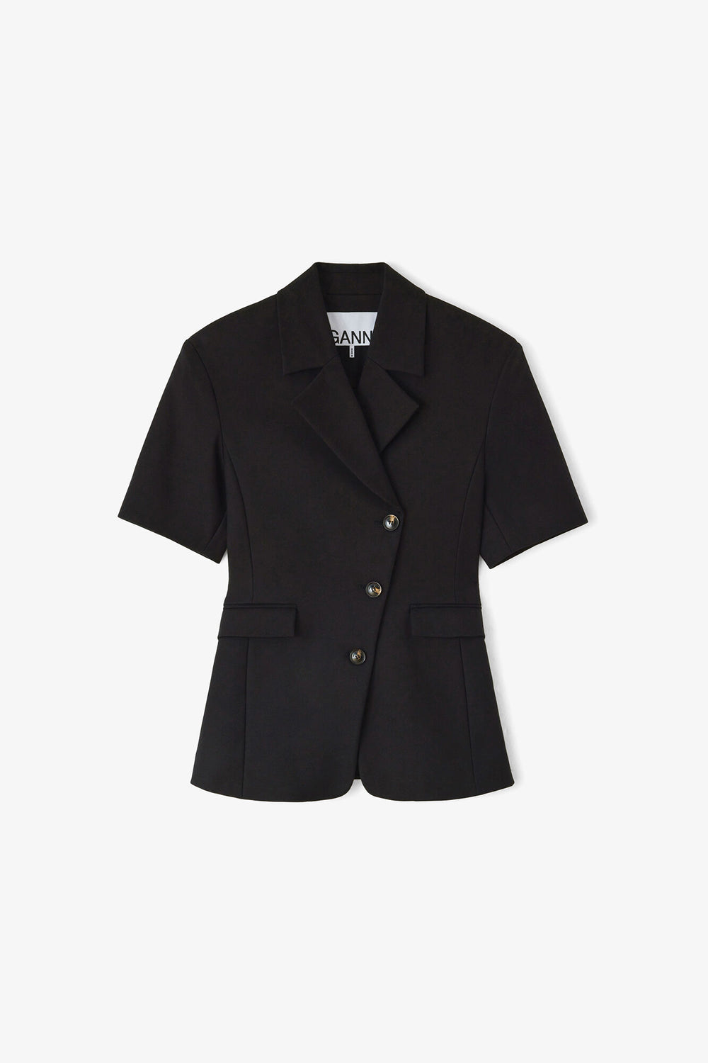 GANNI On Sale Blazer in Black Cotton Tailoring
