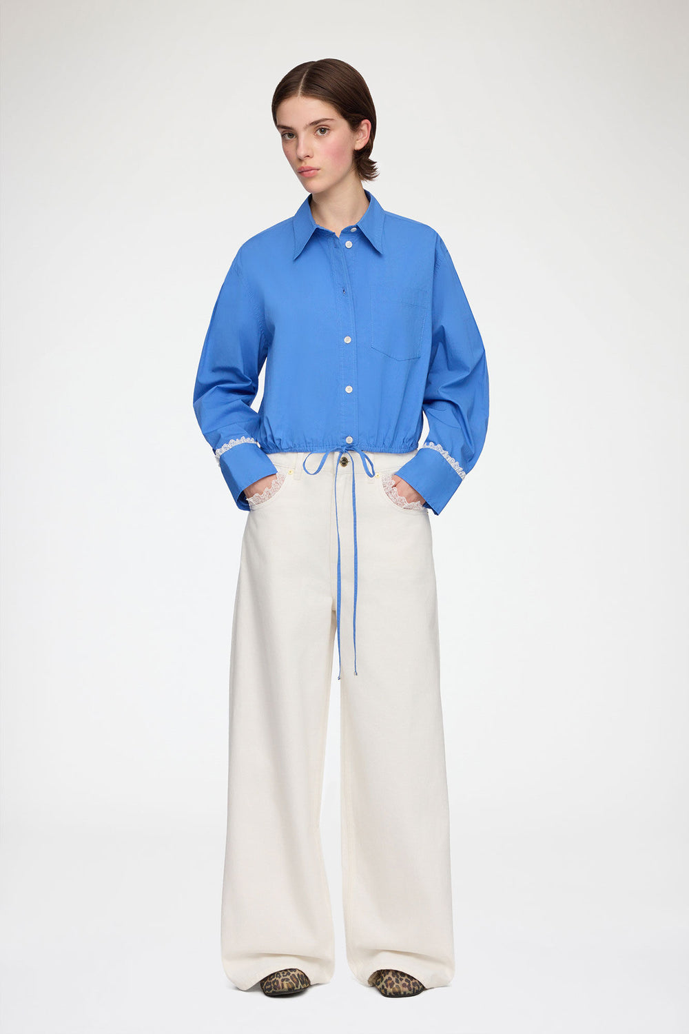 GANNI Hot Sale Shirt in Blue Cotton