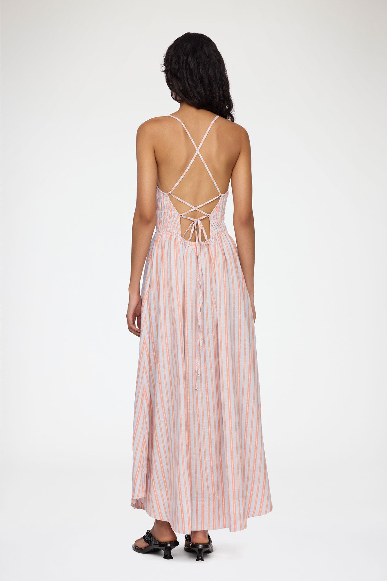 GANNI New Dress in Striped Linen
