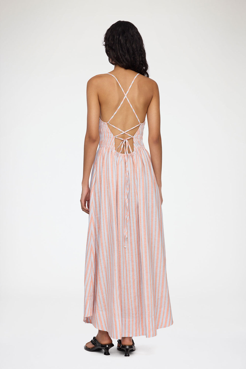 GANNI New Dress in Striped Linen